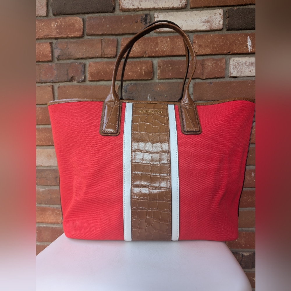 NWT Greenwich Large East West Tote Shoulder Bag Coral Reef Brown by Michael Kors